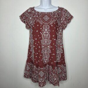 Feather Bone Anthro Womens Ynez Floral Eyelet Embroidered Dress Size S Boho Mini